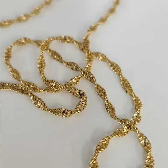 14k Yellow Gold Diamond-Cut Rope Chain Necklace Twisted Textured Design 18" - Picture 2 of 8